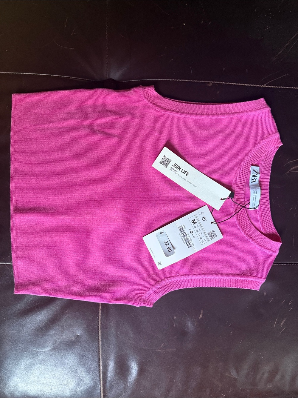 Zara Bright Pink Sleeveless Knit Shell